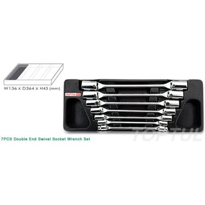 2x Set Steeksleutels met Cardankoppeling 6-19mm, 7 Stuks, Inleg