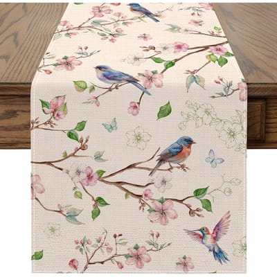 Vintage Bloemen Vogel Tak Vlinder Tafelkleed Huis Tafel Decoratie Herbruikbaar Boerderij Keuken Eettafelkleed Feest Decoratie 150x33cm