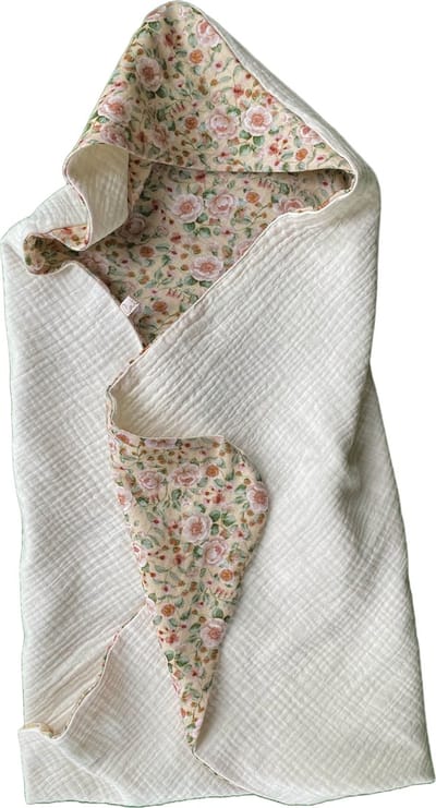 Cateu Rosie Baby Omslagdoek Beige/Crème Mini - Wikkeldeken - Badcape - Hydrofiele Doek