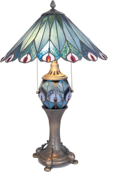 Lumilamp Tiffany Tafellamp Ø 40x65 cm Blauw Rood Glas