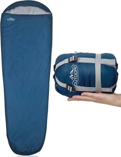 Ultralichte mummieslaapzak voor volwassenen, compact en warm, ideaal voor camping en trekking