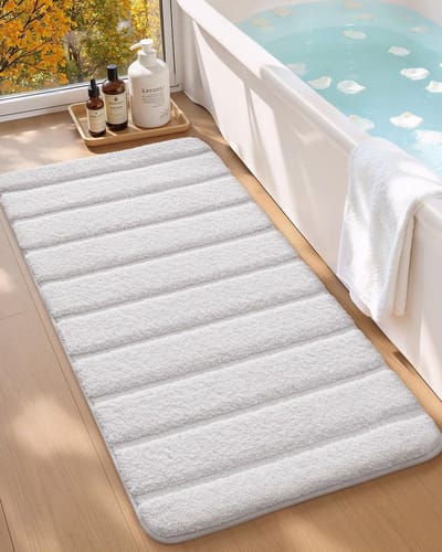 Wasbare Antislip Badmat 61 x 110 cm - Comfortabele en Duurzame Badkamer Accessoire in Wit
