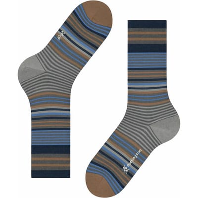 Burlington Stripe gedessineerd wol sokken heren grijs - maat 40-46