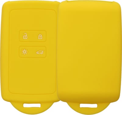 kwmobile autosleutelhoes geschikt voor Renault 4-knops Smartkey autosleutel (alleen Keyless Go) - Siliconenhoes in stralend geel - Sleutelcover