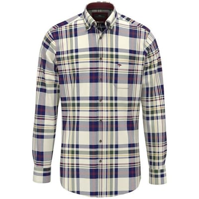 Fynch-Hatton Overhemd Colorful Multi Check Button-Down Deep Merlot-Multi / male