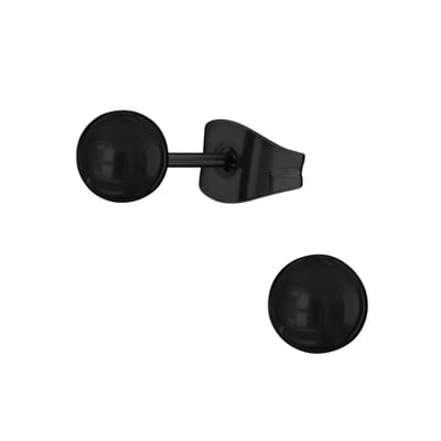 Aramat Jewels | Oorbellen | Zwarte Bolletjes Oorbellen 4mm | | | |4mm | Staal | Kinderen, Volwassenen | Verkleurd niet
