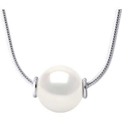 Zoetwater parelsnoer 10-11mm Ronde Zwart Wit Serpentine 925