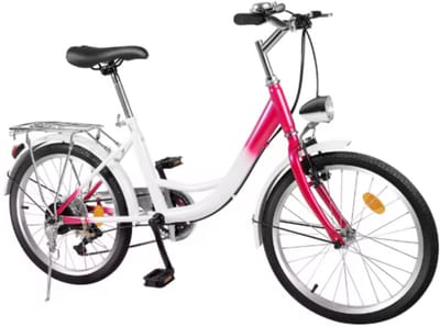 Kinderfiets Rosaline - 20 inch - 6 versnellingen - Roze - Voor meisjes - Peuterfiets - Verstelbaar in hoogte