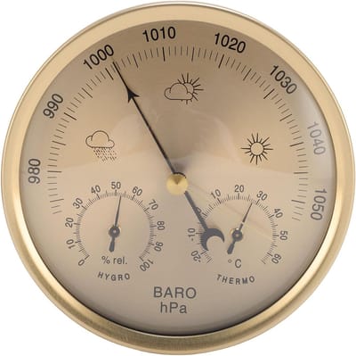 Weerstation Binnen Buiten - Thermometer Barometer Hygrometer - Weersvoorspelling Monitoren - Aluminiumlegering Constructie - 15 x 15 x 5 cm