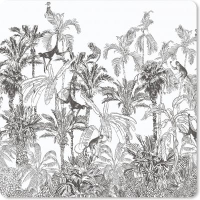 Muismat 20x20 cm - Mousepad Jungle - Dieren - Zwart - Wit - Muismatten