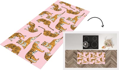 Keukenloper - Loper keuken - Patroon - Tiger - Dieren - 120x50 cm - Keukenloper vinyl