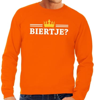 Koningsdag en supporters sweater - Biertje - trui - oranje - heren - kleding S