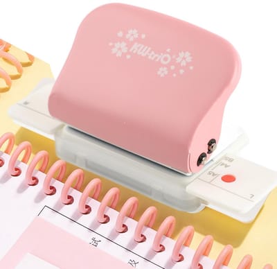 Dailygoods- Perforator 6 Gaats - Kantoorperforator - Geschikt voor 5 Vellen - ABS/IJzer - Met Afvalbak - Indrukkingsdiepte 7 mm - Papierpons