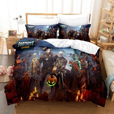 Fortnite Beddengoed Pak Dekbedovertrek 3D Geprint Slaapkamer Bedhoes Beddengoed 2/3 stuks Anime Cartoon Kamerdecoratie Kinderen Kerstcadeau AU Double(180*210cm)3pcs