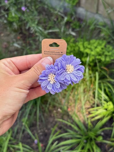 Schattige haarelastiekjes bloem - Bloem paars - Haarelastiekjes - Elastiekjes voor meisjes - Haaraccessoires - Haaraccessoires voor meisjes - Mooie haarelastiekjes meisje - Cadeautje meisje - Setje van 2 elastiekjes