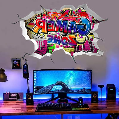 3D Gamer Behang voor Jongenskamer, Muurstickers voor Gaming, Wanddecoratie voor Video Game Fans, Perfecte Cadeau voor Tienerkamers