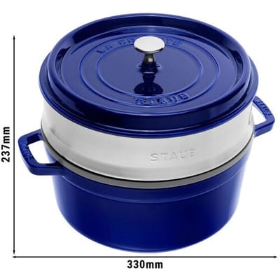 STAUB LA COCOTTE - Kookpot met stoominzet - Ø 260mm - Gietijzer - Donkerblauw