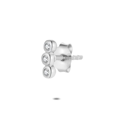 Twice As Nice Oorbel in zilver per stuk, 3 steentjes