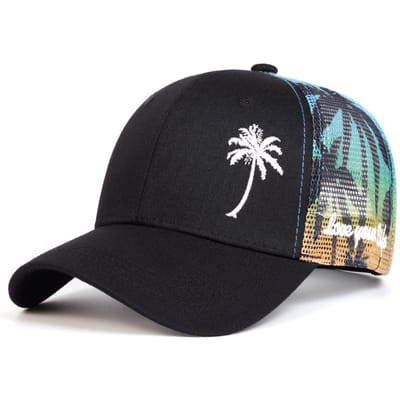 Unisex Kokosboom Borduurwerk Baseball Net Caps Lente En Zomer Buiten Verstelbaar Casual Hoeden Zonbescherming Hoed Sportpet black