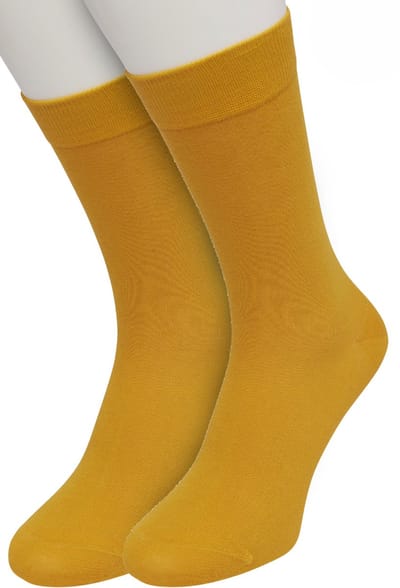 Bonnie Doon Basic Sokken Dames Oranje maat 36/42 - 2 paar - Basis Katoenen Sok - Gladde Naden - Brede Boord - Uitstekend Draagcomfort - Perfecte Pasvorm - 2-pack - Multipack - Effen - Oranje/Geel - Mineral Yellow - OL834222.283