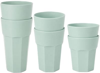 Plasticforte onbreekbare drinkglazen - 9x stuks - kunststof - groen - 360-520-600 ml - stapelbaar - camping