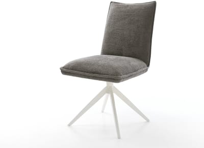 Eetkamerstoel Lelio-Flex kruisframe breed wit bouclé zacht mud 360° draaibaar rocker-functie pocketveer kern