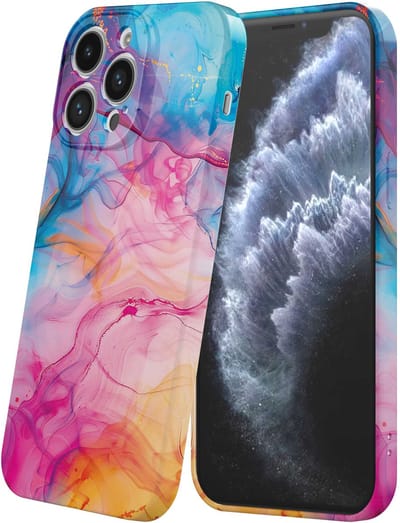 Smartphonica Telefoonhoesje Geschikt voor iPhone 11 Pro met Regenboog Acryl Marmer Opdruk - Flexibel Softcase TPU - Backcover Case Rainbow Acrylic Marble Design geschikt voor iPhone 11 Pro