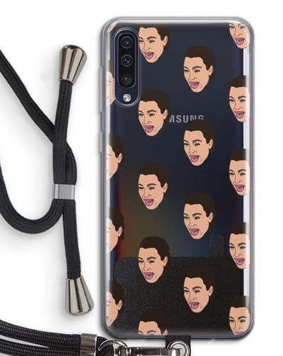 Case Company® - Hoesje met koord geschikt voor Samsung Galaxy A50 hoesje met Koord - Ugly Cry Call - Telefoonhoesje met Zwart Koord - Bescherming aan alle Kanten en Over de Schermrand