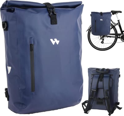 3-in-1 fietstas voor bagagedrager, 20-25 liter, geschikt als bagagedragertas, rugzak en schoudertas, 100% waterdicht en reflecterend, fietstas achter, laptoptas