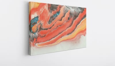 Saammp Canvas Schilderij - Rood oranje - Abstract kunstwerk - 30x20 - Foto op canvas - Wanddecoratie - Muurdecoratie Woonkamer - Slaapkamer decoratie - Canvas Print