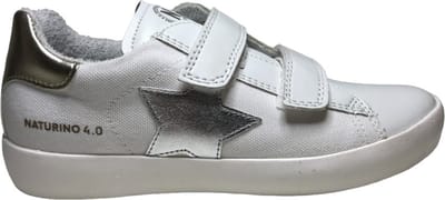 Naturino 4.0 - Annie Hybri - Mt 34 - velcro's zilveren ster vegan sneakers - Wit