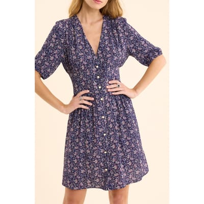 ICode Navy Dress With Rock Floral Print Marine Maat: 40 | Mini Jurken Outlet | Dames | Blauw