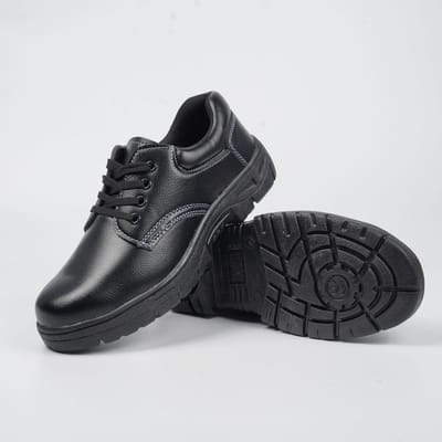 Nouvelles Chaussures de Protection du Travail pour Hommes en Cuir PU Brillant Embout Acier Anti-Écrasement et Anti-Pénétration Noires Confortables Respirantes Chaussures de Sécurité 46