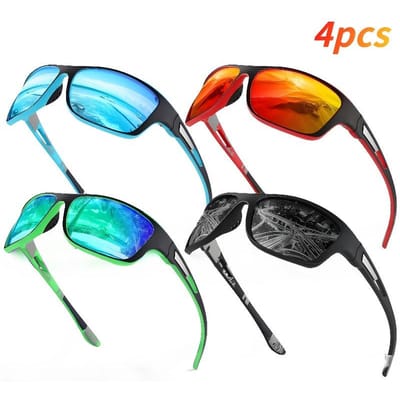 4 stuks Sportbril Anti UV Anti Reflectie voor Fietsen Rijden Vissen Golf Buiten Unisex blue