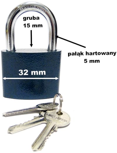 GJM Gehard IJzeren Hangslot met Cilinder, 32 mm, Inclusief 3 Sleutels