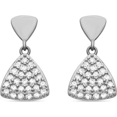 Luxenter Oorbellen van 925 sterling zilver met glanzende zirkonia, afgewerkt met rhodium - Dyom