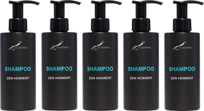 Shampoo Zen Moment 300 ml - met pomp - zwarte fles - set van 5 stuks - voordeelverpakking - haarverzorging