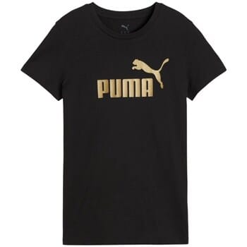 Puma T-shirt Dames Ess Metallic No.1 Logo Zwart - Maat S