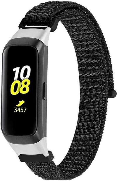 Nylon Smartwatch bandje - Geschikt voor Samsung Galaxy Fit nylon bandje - zwart - Strap-it Horlogeband / Polsband / Armband