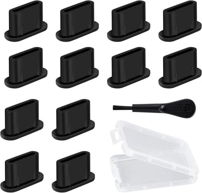Set van 12 Siliconen USB C Stofkappen voor iPhone 15, iPad Pro, Airpods en Samsung Smartphones