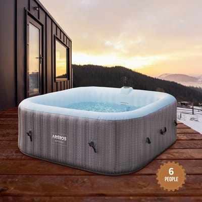 AREBOS Whirlpool | binnen & buiten | 185 x 185 cm | zelfopblazend | met verwarmi