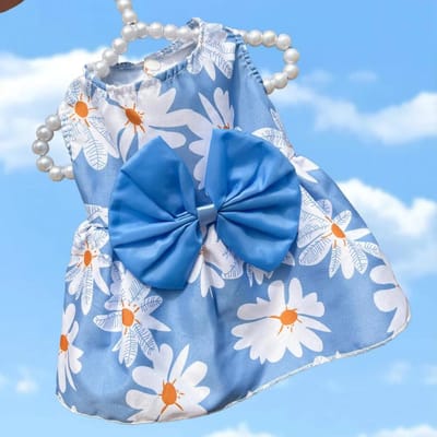 Robe de Princesse Florale pour Chiens Printemps Été Robes pour Chiots Vêtements Doux pour Animaux Bichon Yorkshire Mignon Imprimé Chien Chat Jupe Fine XL
