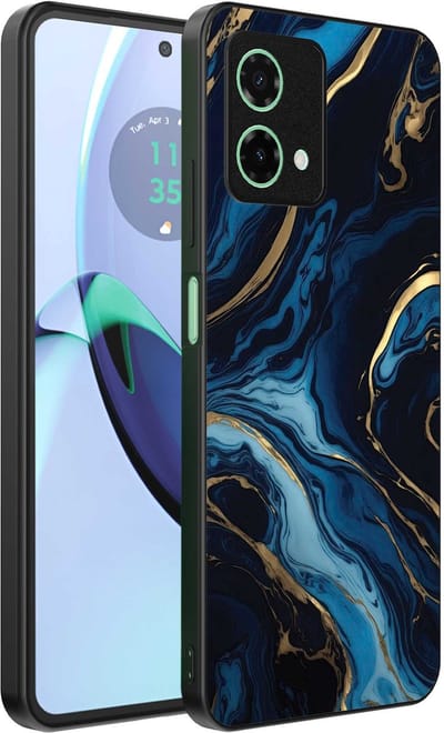 Geschikt voor Motorola Moto G84 Telefoonhoesje met marmer opdruk - TPU backcover case gold blue marble design - Goud Blauw - Smartphonica geschikt voor Motorola Moto G84