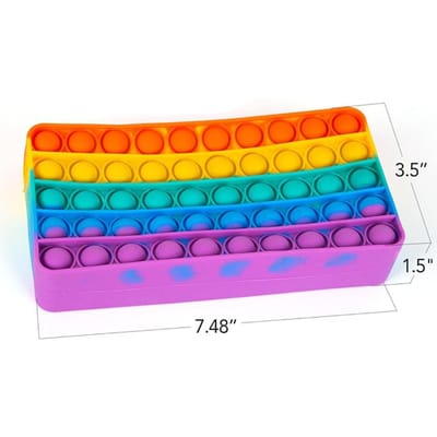 Jouets Étui à crayons à bulles à pousser arc-en-ciel Sac de rangement pour papeterie en silicone Fidget sensoriel TDAH Pour décompression Cadeaux Enfants Garçons Filles