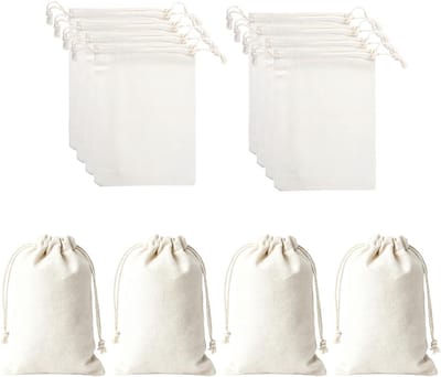 Solidchoice - Katoenen Cadeauzakjes met Trekkoord, Set van 12