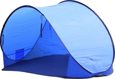 Beachshelter pop-up windscherm blauw 200 x 100 cm - Strandtent - Zon/wind bescherming voor kinderen