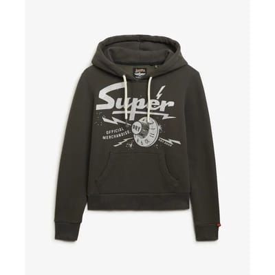 Superdry Band Merch Hoodie Black Grootte: 44