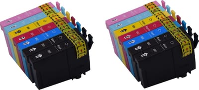 KATRIZ® huismerk inkt voor|Epson 4x T0801XL Zwart+ 2x T0802XL cyaan+ 2x T0803XL Magenta + 2x T0804XL Geel + 2x T0805XL Licht Cyaan + 2x T0806Licht Magenta | (14stuks) - Met chip