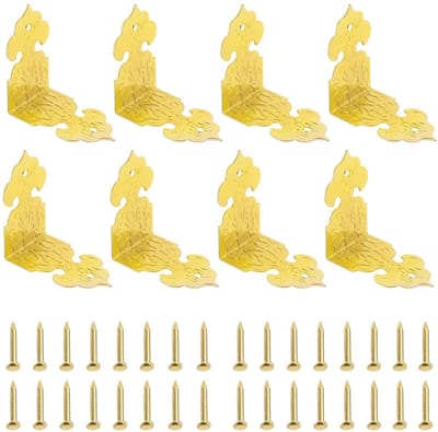 Dailygoods- Hoekprotector Goud - 30x Hoekbeschermers - Metalen Rand - Vintage Stijl - Inclusief 60x Schroeven - 17x25mm Afmetingen - Hoekbeschermer