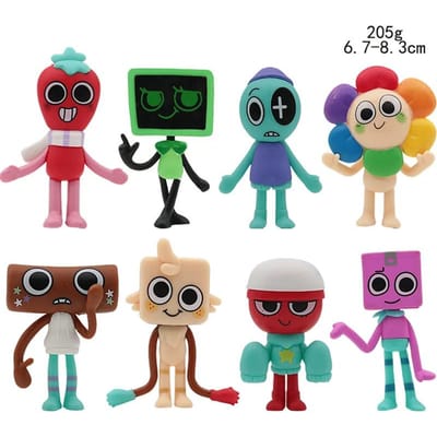 8 Stuks/Set Dandy's Wereld PVC Actiefiguur Speelgoed Cartoon Dandy Wereld Horror Spel Model Poppen Beeldjes Kinder Verjaardagstaart Decoratie black